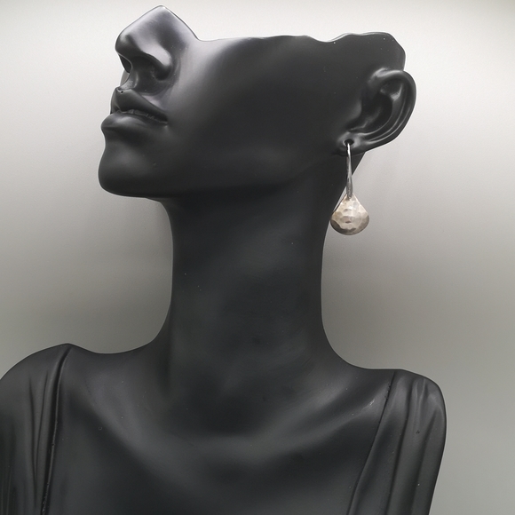 Silver Tear Drop Dangle Earrings - Picture 2 of 3